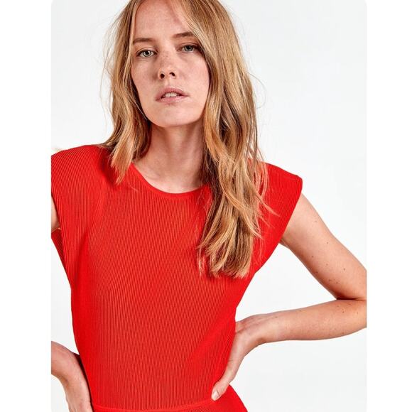 AS by DF Ava Rib Knit Shoulder Pad Midi Dress - Picture 4 of 12